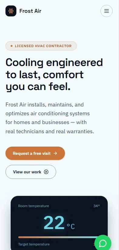 Frost Air — Air Conditioning & Cooling Services Platform — Mobile